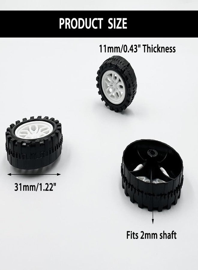 URIMPAVIDO 30PCS Toy Car Wheels 2mm Dia Shaft Plastic Car Wheels with 15PCS Shaft Round Rod Axles for DIY Model Toys RC Car Truck Robot Parts (White) - Image 4